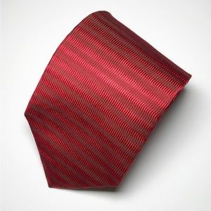 Hugo Boss Red and Black Silk Tie | Horizontal Lines